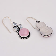 Elegant Pink AD Stone Drop Earrings with Fish Hook Closure