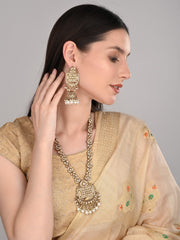 Gold plated long kundan necklace & Earring set