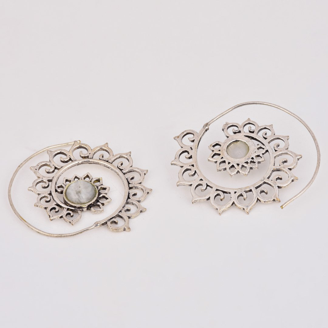 Silver-Plated Spiral Hoop Earrings