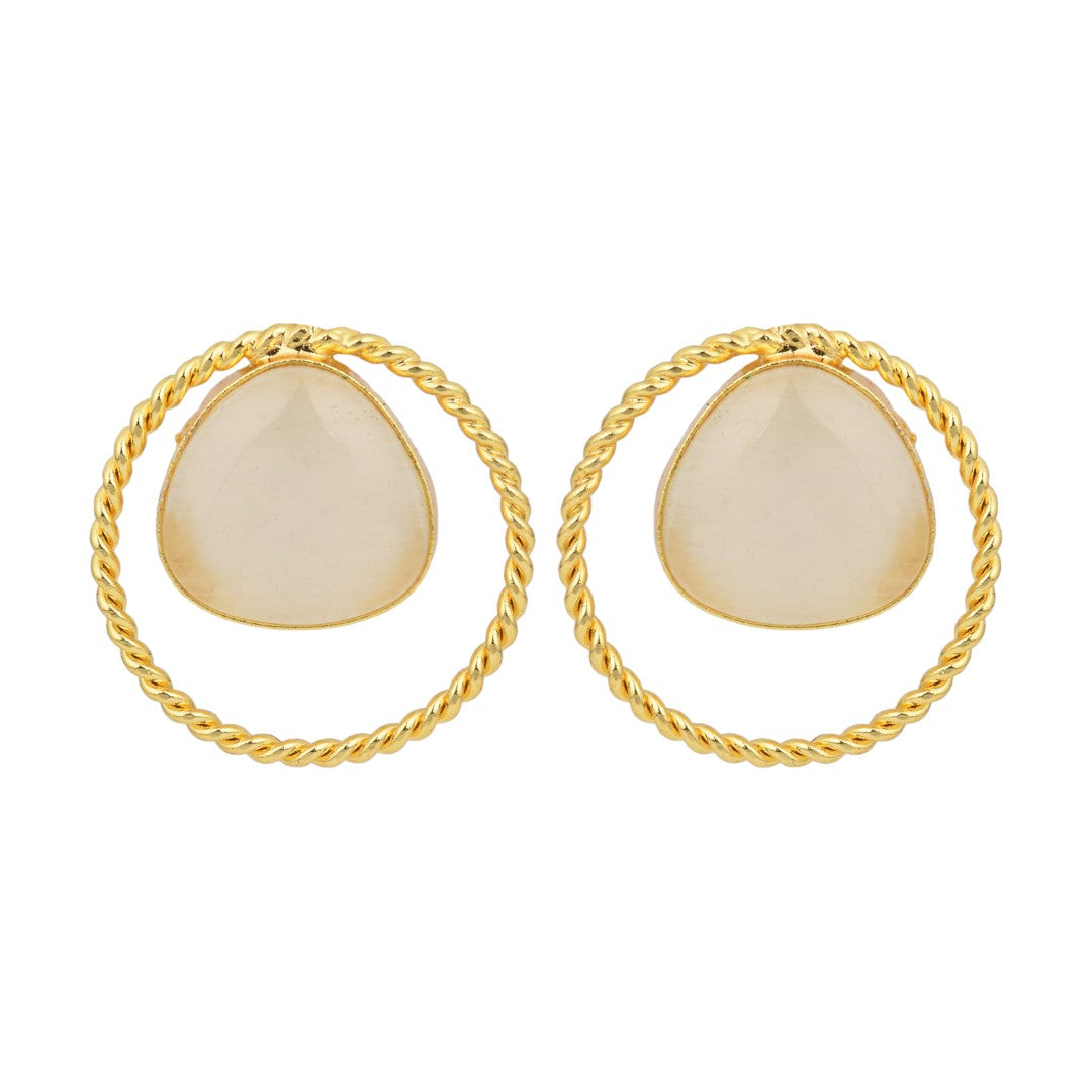 Gold plated geometric studs White