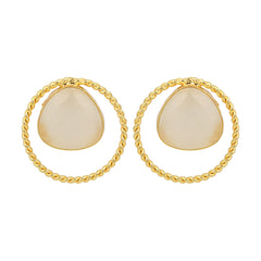 Gold plated geometric studs White