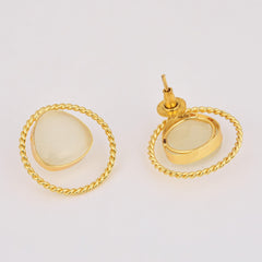 Gold plated geometric studs White