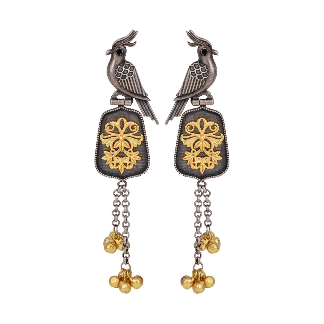Graceful Bird Drop Earrings with Ghungroo Charm