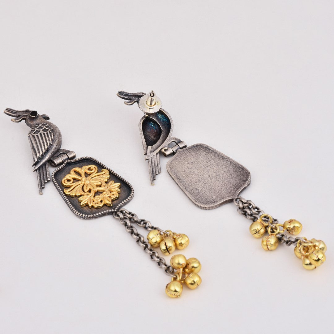 Graceful Bird Drop Earrings with Ghungroo Charm