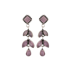 Silver Oxidized Leaf Drop Earrings
