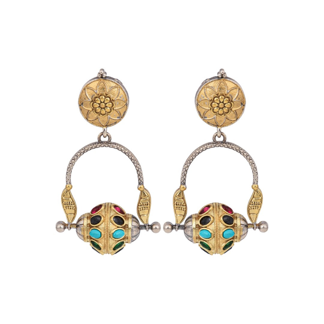 Elegant Dual-Tone Drop Earrings
