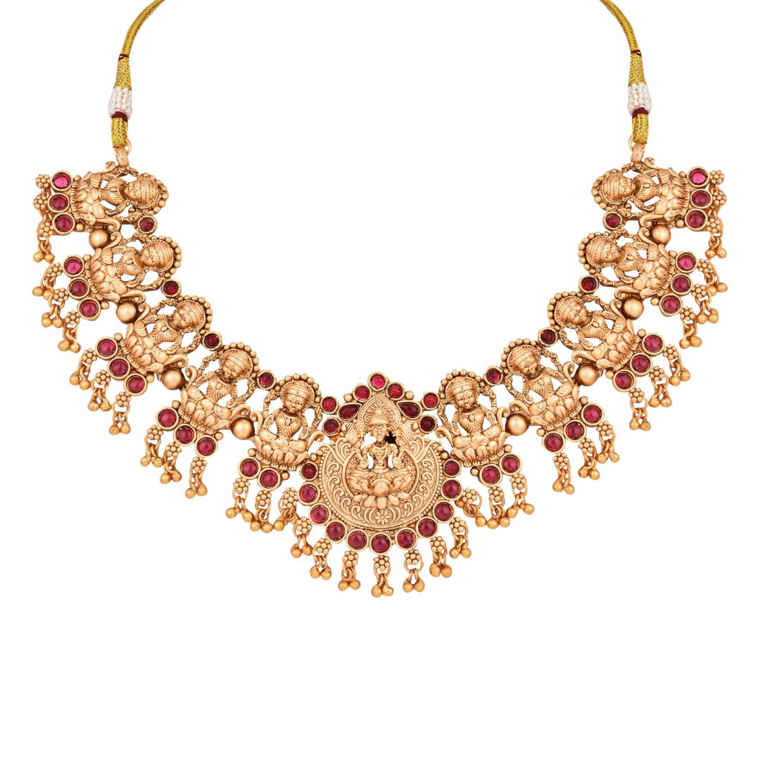 Ruby Accented Lakshmi Necklace Set