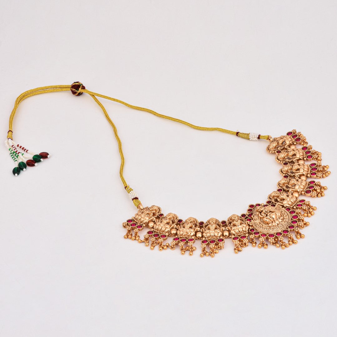 Ruby Accented Lakshmi Necklace Set