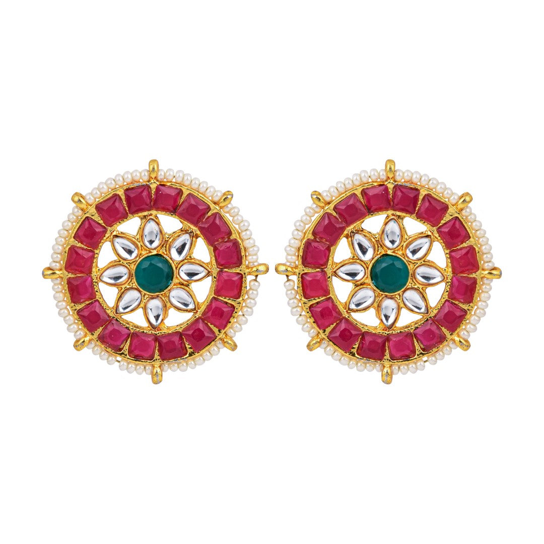 Ruby Pearl Circular Necklace Set
