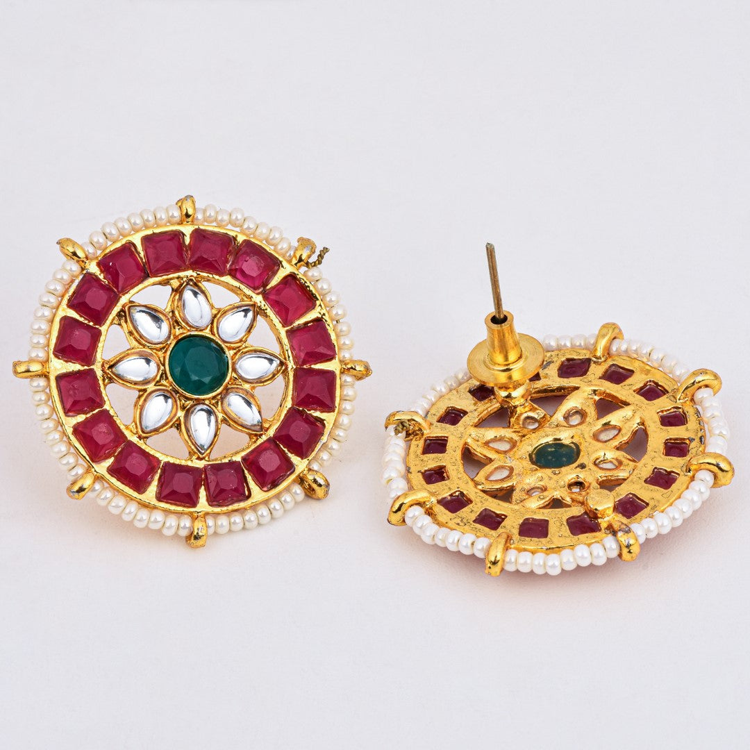 Ruby Pearl Circular Necklace Set