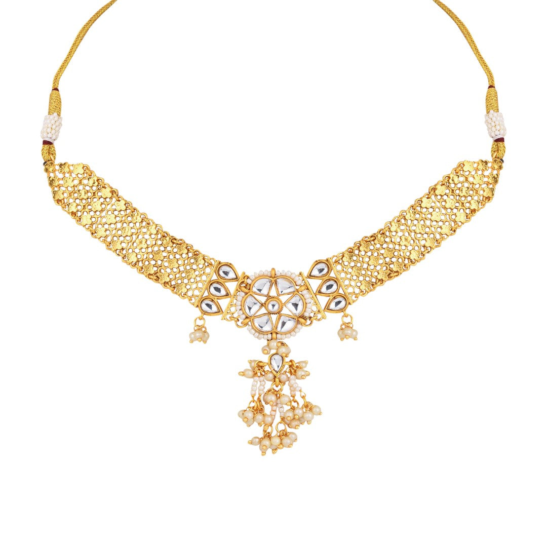 Kundan Choker Necklace Set with Jhumka Earrings