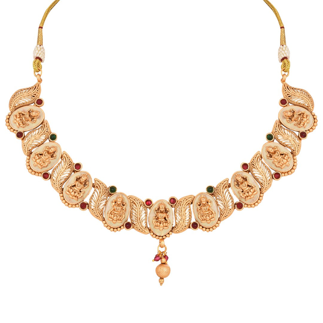 Temple Style Necklace Set with Mother of Pearl