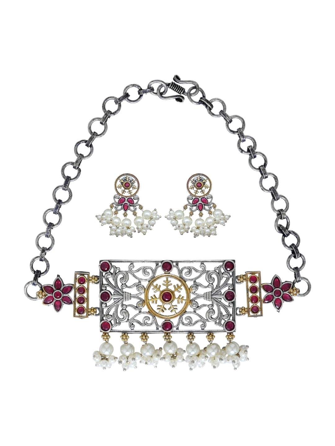 Silver Oxydised Choker set
