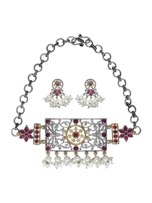 Silver Oxydised Choker set