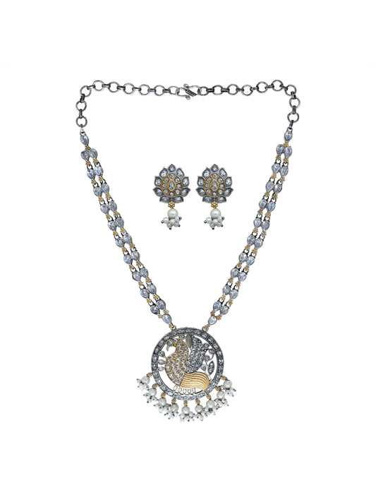 Silver Oxydised Cubic Zirconia Jewellery Set