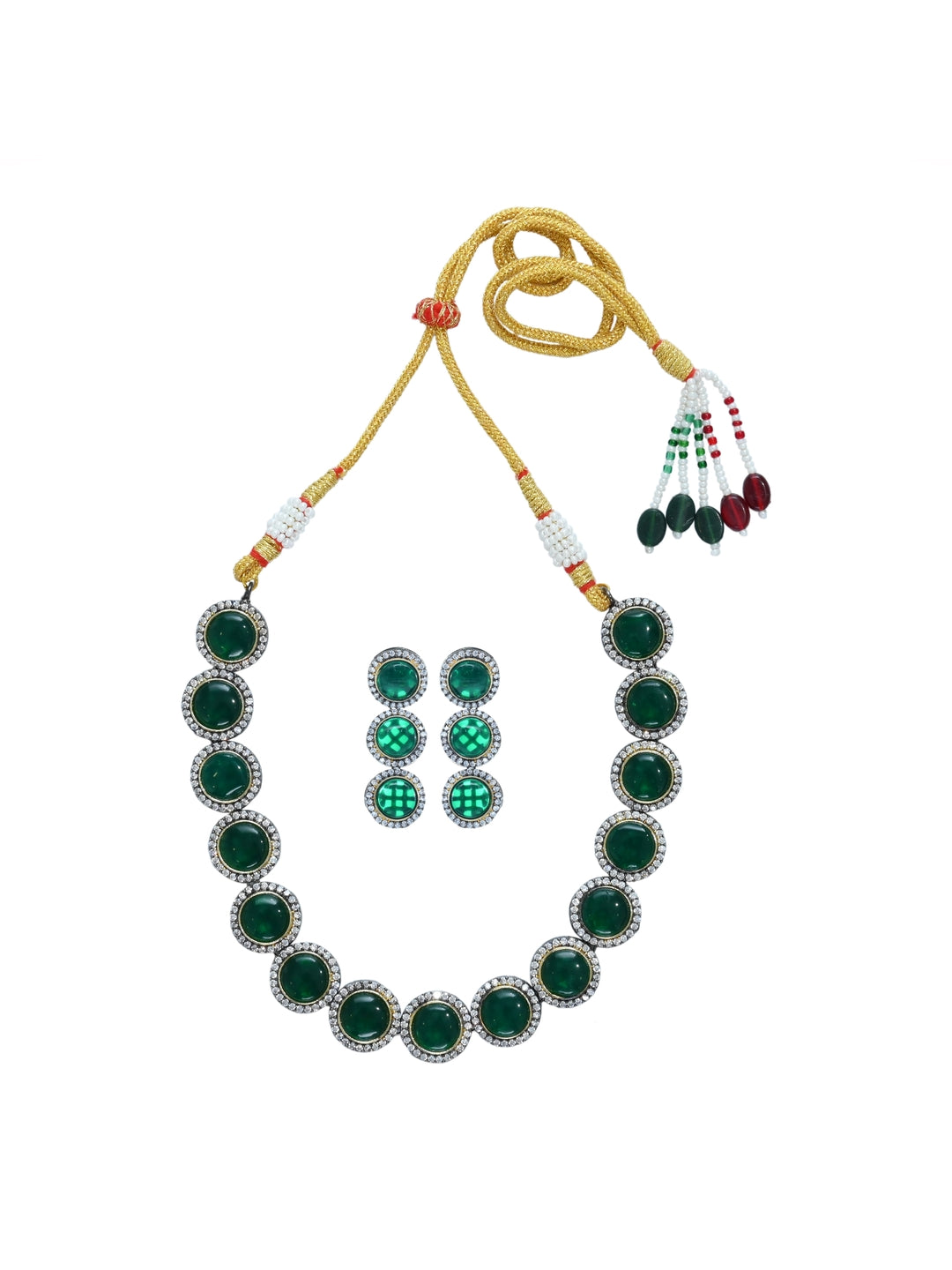 Gold plated Green Necklace set
