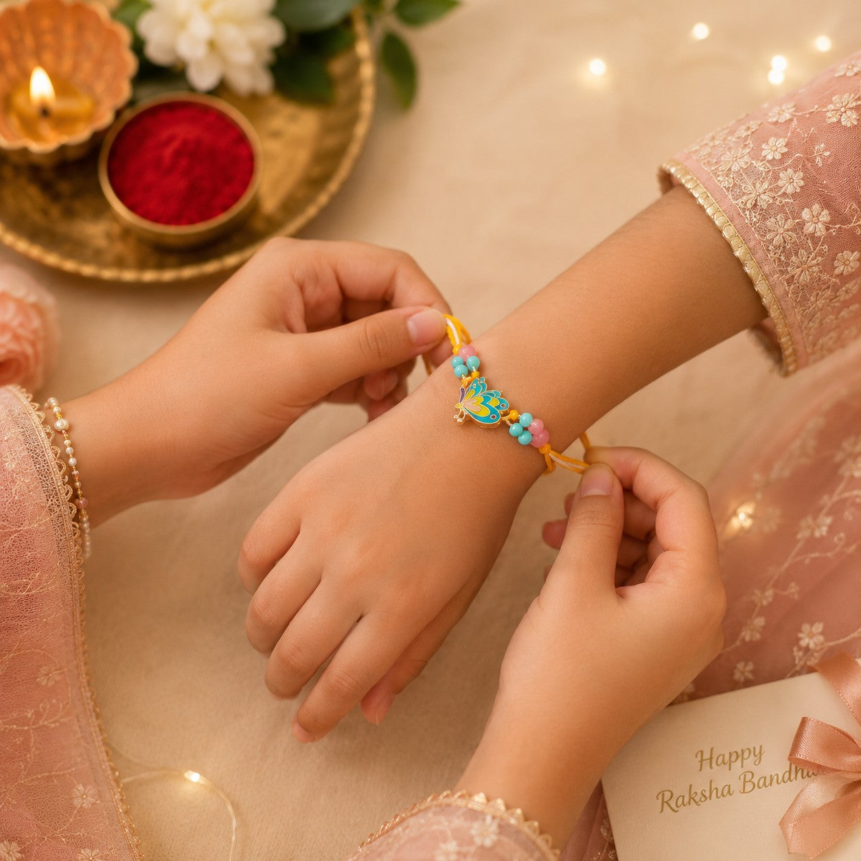 Butterfly & Elephant Kids Rakhi Set