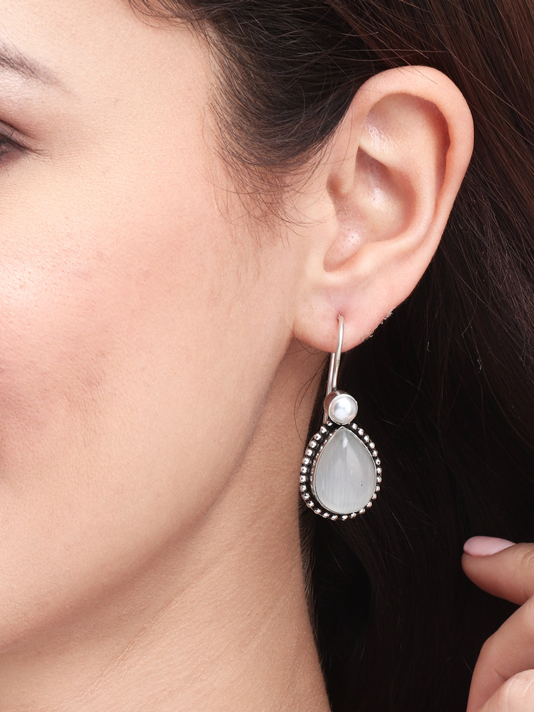 Silver Oxydised drop earring