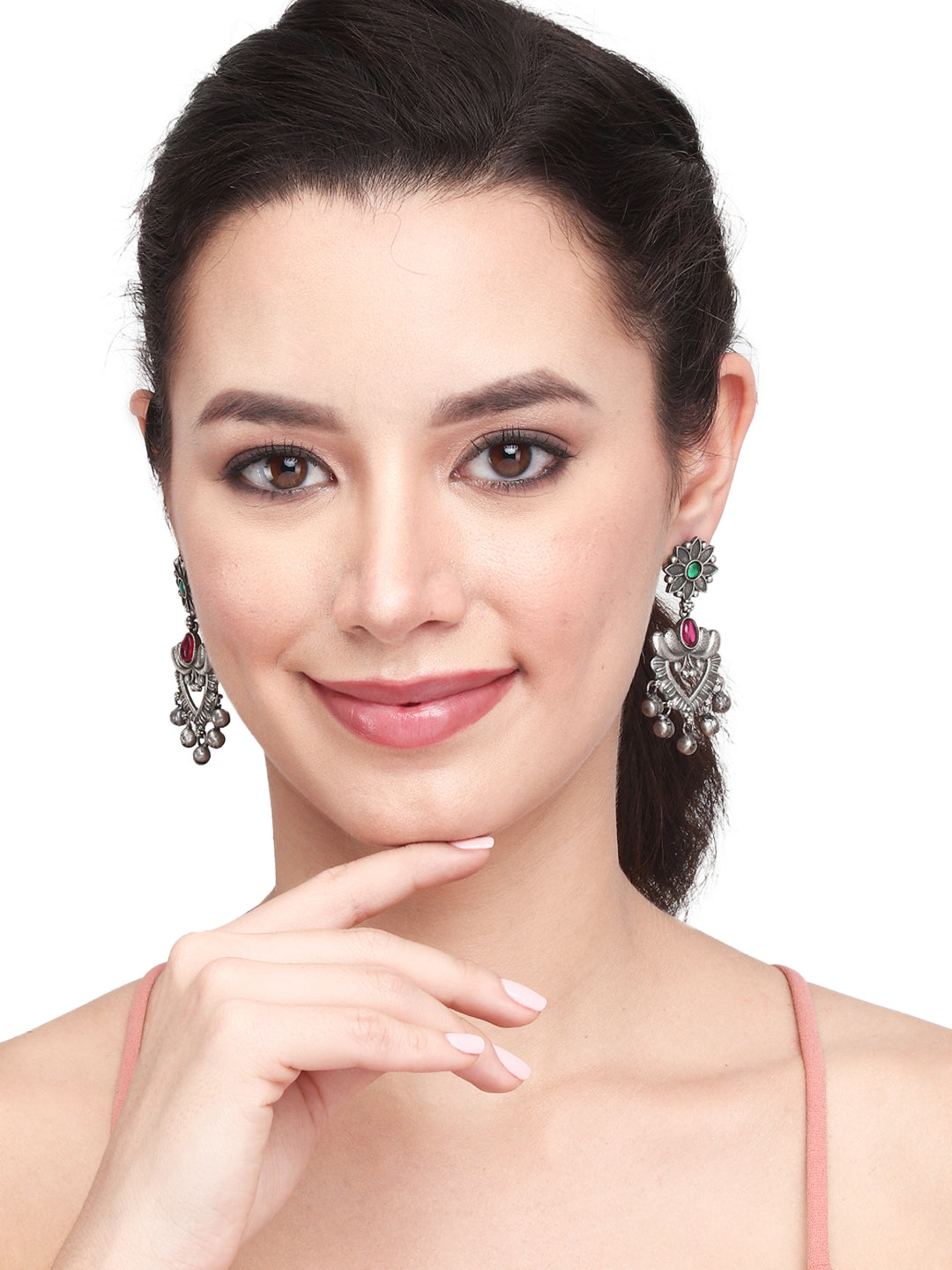 Siver Oxydised finish drop Earrings