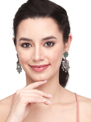 Siver Oxydised finish drop Earrings