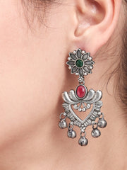 Siver Oxydised finish drop Earrings