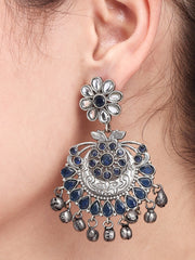 Silver Oxidised finish Chandbali
