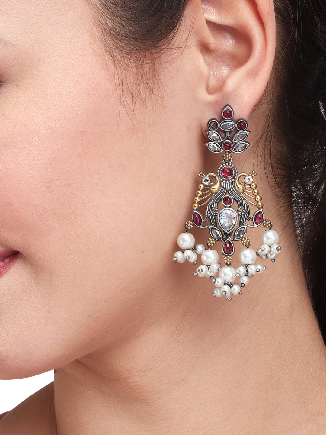 Dual tone drop earring