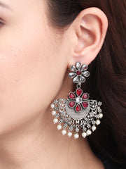 Silver Oxidised finish Chandbali