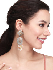 Dual tone drop earring