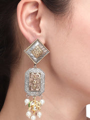 Dual tone drop earring