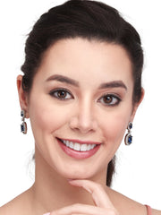 Rhodium Plated CZ stone drop earriing
