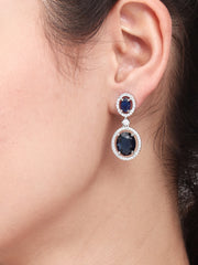 Rhodium Plated CZ stone drop earriing