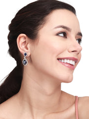 Rhodium Plated CZ stone drop earriing