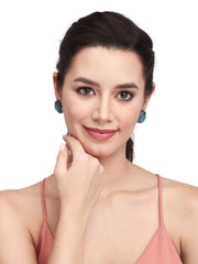 Rhodium plated Blue Studs with Ad stone