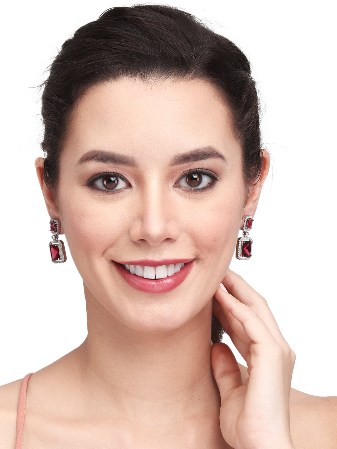 Gold plated AD stone drop earring