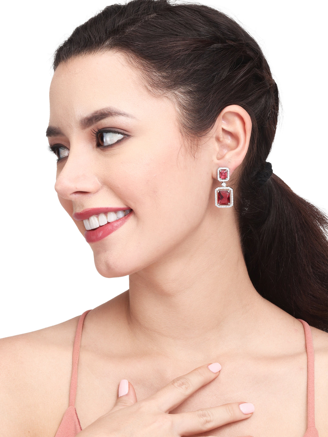 Gold plated AD stone drop earring