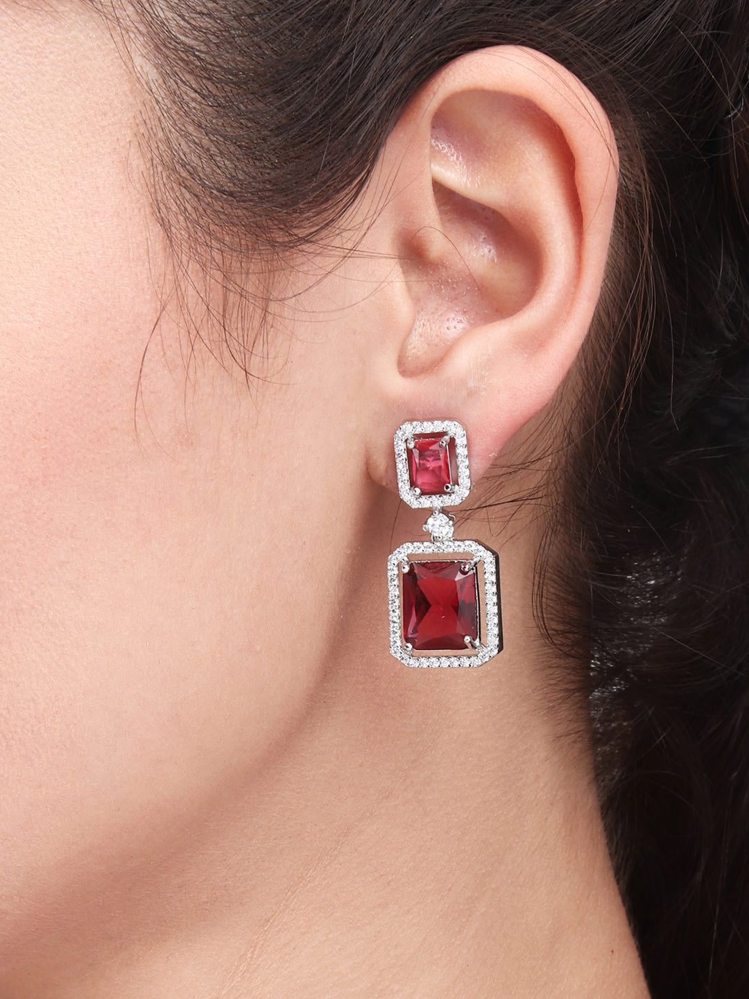 Gold plated AD stone drop earring