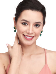Gold plated Monalisa Stone studs with Glass bead drops
