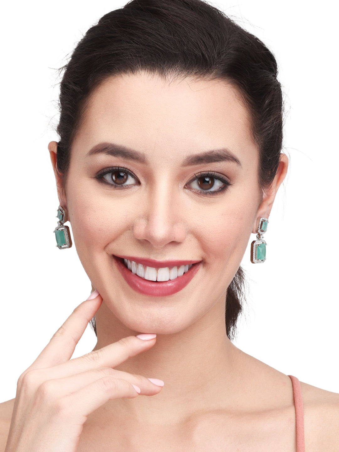 Gold plated AD stone drop earring