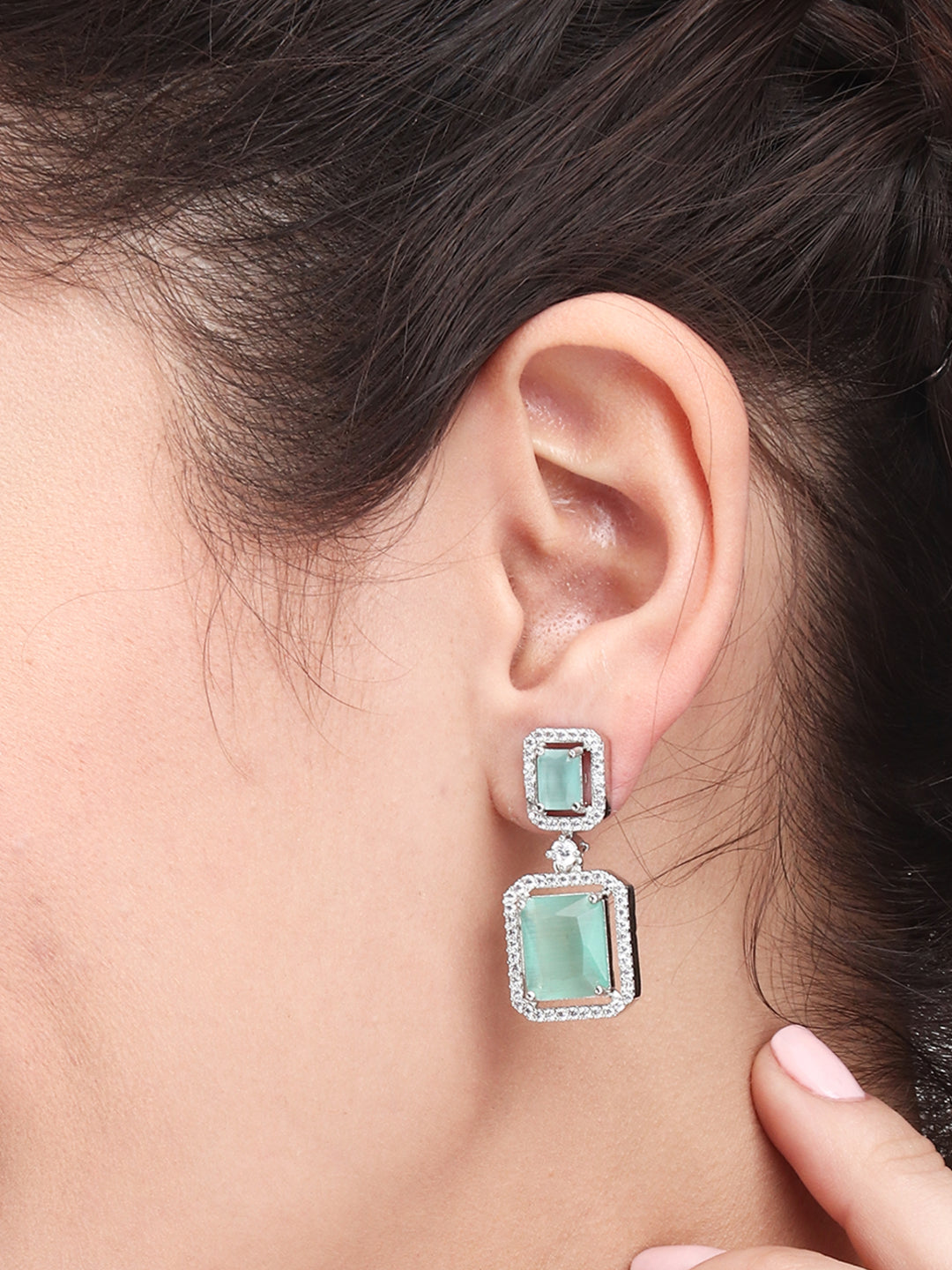 Gold plated AD stone drop earring