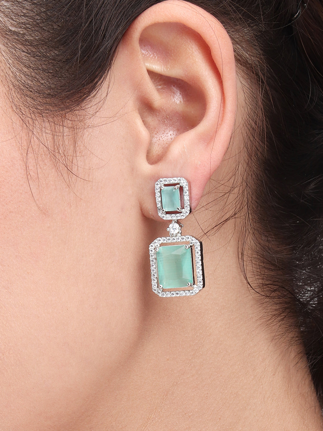 Gold plated AD stone drop earring