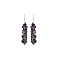 Silver Oxydised finish stone work drop earring