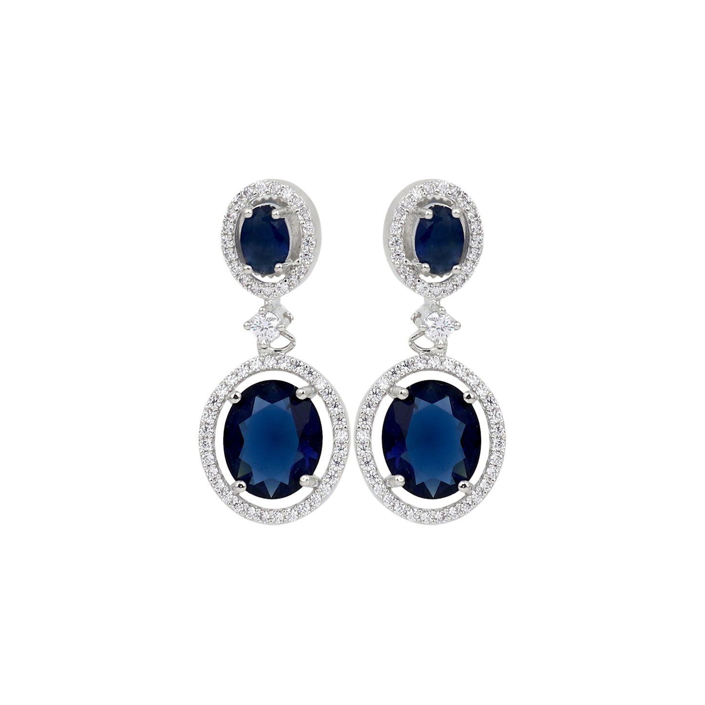Rhodium Plated CZ stone drop earriing