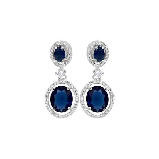 Rhodium Plated CZ stone drop earriing