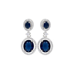 Rhodium Plated CZ stone drop earriing