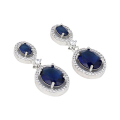 Rhodium Plated CZ stone drop earriing