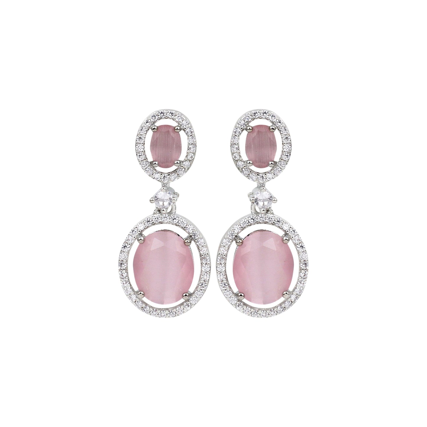 Silver plated AD stone drop earring