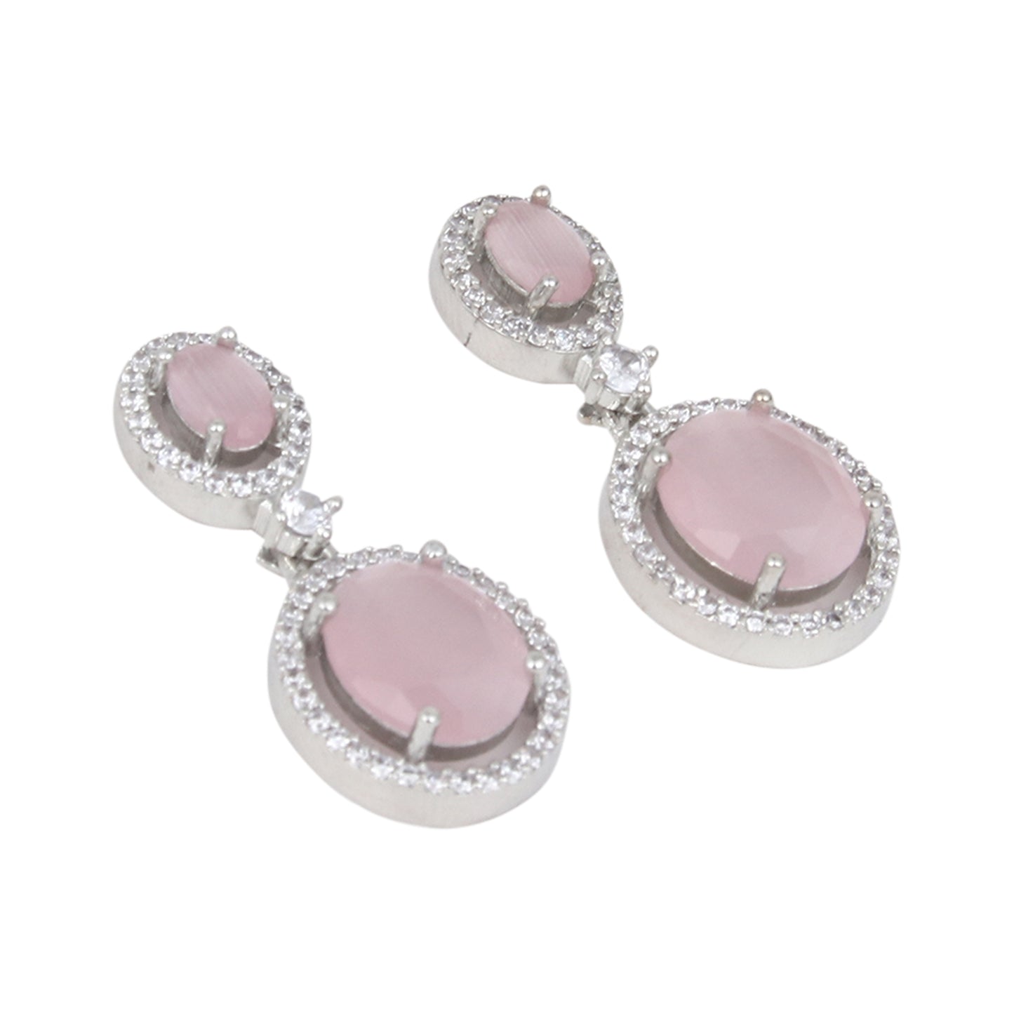 Silver plated AD stone drop earring