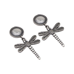 Silver Oxidised dragon fly drop earring