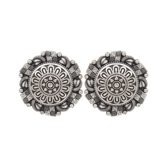 Silver Oxydised finish Self design Studs